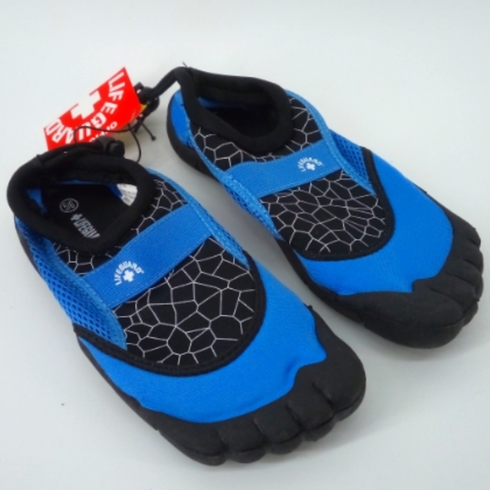NWT Official Lifeguard Woman's Water Shoes Sun Protection 5/6 Blue Black